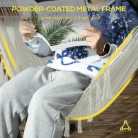 Outsunny Patio Hammock Chair with Stand, Outdoor Hammock Swing Hanging Lounge Chair with Side Pocket and Headrest, Cream(m-4)