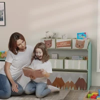 Qaba Toy Organizer with 6 Storage Bins, 25" x 12" x 26", Green(m-8)