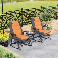 Outsunny 3-Piece Outdoor Foldable Rocking Chair Set, Orange(m-9)