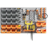 DURHAND 44 PCS Wall Mounted Pegboard Tool Organizer Rack Kit with Various Sized Storage Bins, Pegboard and Hooks, Orange(m-11)