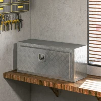 HOMCOM Heavy Duty Aluminum Truck Bed Tool Box, 36 Inch Wavy Plate Tool Box Chest, Waterproof Storage Toolbox Chest Organizer(m-10)