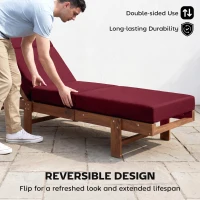 Outsunny Chaise Lounge Cushion, 4" Thick Outdoor Lounge Chair Cushion with Ties for Patio, 21" x 72 ", Red(m-7)