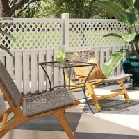 Outsunny Square Garden Metal Bistro Table Outdoor Patio Coffee Side Desk 23.6" x 23.6" x 27.6" Black(m-10)