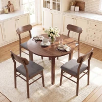 HOMCOM Set of 4 Dining Chairs, Upholstered Dining Room Chairs with Rubberwood Legs and Padded Seat for Kitchen, Gray(m-9)