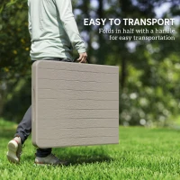 Outsunny 6FT 3PCS Faux Rattan Outdoor Camping Table Bench Set with Carrying Handles, Folding Picnic Table with 2 Benches, Brown(m-6)