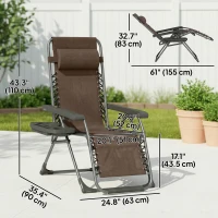 Outsunny Zero Gravity Chair Set of 2, Folding Reclining Outdoor Lounge Chair with Cup Holder, Headrest, Brown(m-3)
