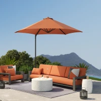 Outsunny 8.5FT Offset Patio Umbrella with 360° Rotation, Outdoor Cantilever Roma Parasol Hanging Sun Shade Canopy Shelter with Cross Base, Orange(m-9)