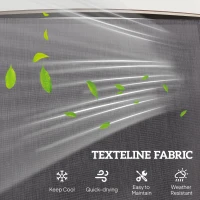 Outsunny Double Patio Glider Chair with Glass Top Center Table, Outdoor Glider Loveseat with High Back,  All Weather Breathable Mesh Fabric for Garden, Backyard, Deck, Grey(m-5)