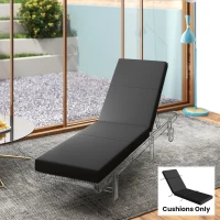 Outsunny Chaise Lounge Cushion, 4" Thick Outdoor Lounge Chair Cushion with Ties for Patio, 21" x 72 ", Gray(m-10)