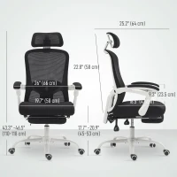 HOMCOM Ergonomic Office Chair, Mesh Reclining Desk Chair with Adjustable Lumbar Support, Headrest, Black(m-3)