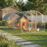 PawHut Large Chicken Coop Metal Chicken Run with Waterproof and Anti-UV Cover, Dome Shaped Walk-in Fence Cage Hen House for Outdoor and Yard Farm Use, 1" Tube Diameter, 9.2' x 18.7' x 6.5'(m-2)