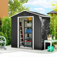 Outsunny 6.5x3.5ft Metal Garden Storage Shed for Outdoor Tool Storage with Double Sliding Doors and Vents, Dark Grey(m-1)