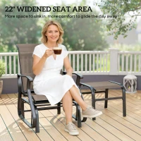 Outsunny Outdoor Glider with Ottoman, Patio Glider Chair Set with High Back, Wide Seat for Porch, Garden, Backyard, Brown(m-6)