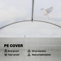 Outsunny 10'x11'x6' Walk-in Tunnel Greenhouse with Shelves, Mesh Door and Windows, Hoop House Greenhouse with PE Cover, White(m-6)