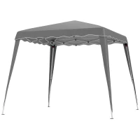 Outsunny 8' x 8' Pop Up Canopy, Outdoor Foldable Tent, Portable Canopy Tent with Carrying Bag for Camping, Party, Picnic, Grey(m-2)
