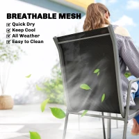 Outsunny 7 Piece Garden Dining Set, Garden Furniture Set with Rectangle Table and 6 Stackable Chairs(m-5)