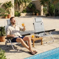 Outsunny Folding Beach Chair Set of 2, Reclining Backpack Beach Camping Chairs with 4-Position Adjustable Backrest(m-8)