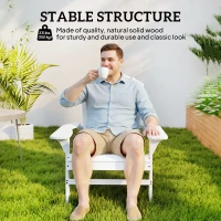 Outsunny Wood Adirondack Chair, Outdoor Patio Muskoka Chair with Slatted Design for Deck, Garden, Backyard, Fire Pit, White(m-5)