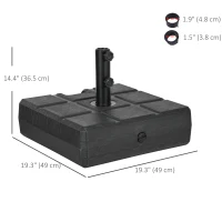 Outsunny Umbrella Stand for 1.5" or 1.9" Umbrella Poles, Fillable Umbrella Base, Black(m-3)