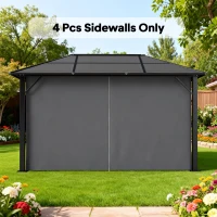 Outsunny Gazebo Curtains, 10' x 13' Universal Replacement Privacy Curtain, 4-Panels Sidewall with Hooks/C-Rings, Grey(m-9)