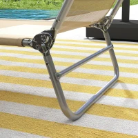 Outsunny Folding Outdoor Lounge Chair Set of 2, Reclining Tanning Chair with 5-Position Adjustable Backrest, Brown(m-10)