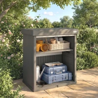 Outsunny 82 Gallon Outdoor Storage Box, Splash-Resistant & UV Resistant Garden Storage Container for Patio, Porch, Poolside, Grey(m-1)