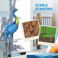 Outsunny Peacock Garden Statue, 32.7" Standing Lawn Ornament Bird Statue with Stakes for Lawn Navy Blue(m-6)