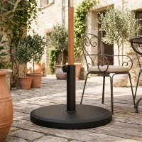 Outsunny 29 lbs Cement Patio Umbrella Base, 19" Heavy Duty Parasol Stand Market Umbrella Base Holder(m-9)