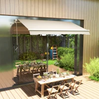 Outsunny 9' x 8' Outdoor Sunshade Canopy Awning Cover, Retractable Awning Fabric Replacement, UV Protection, Beige(m-7)