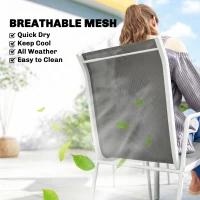 Outsunny 7 Piece Garden Dining Set, Garden Furniture Set with Rectangle Table and 6 Stackable Chairs(m-5)