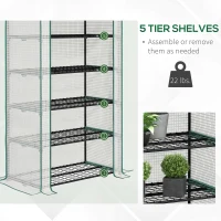 Outsunny 5 Tier Mini Greenhouse, Small Portable Greenhouse with PE Cover, Roll-Up Zippered Door, 76" x 35.4" x 19.3", White(m-5)