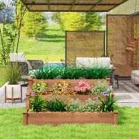 Outsunny 3-Tier Garden Bed Planter Box for Backyard, Patio, 49"x49"x22", Brown(m-10)