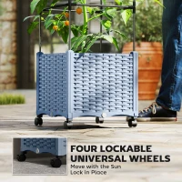 Outsunny Raised Garden Bed with Trellis, Tomato Cage with Lockable Wheels, Self Watering Planter Box with Drainage Holes, Gray(m-7)