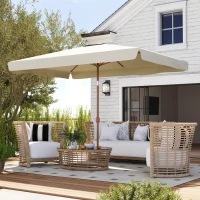 Outsunny Patio Umbrella 118.1" x 78.7" Outdoor Parasol UV50+ Protection in Beige(m-10)