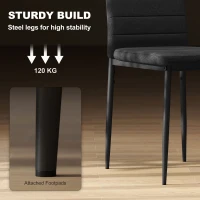 HOMCOM High Back Dining Chairs, Modern Upholstered Linen Fabric Accent Chairs with Metal Legs for Kitchen, Set of 6, Black(m-4)