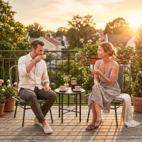 Outsunny 3 Piece Wicker Patio Furniture Set, Outdoor Bistro Set with Steel Table, Rattan Outdoor Conversation Furniture, Grey(m-9)