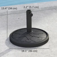 Outsunny Round Patio Umbrella Base, 26 lbs Resin Umbrella Stand Base, Heavy Duty Patio Umbrella Holder, Black(m-3)