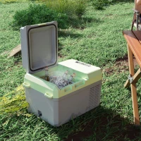 Outsunny 12 Volt Car Refrigerator, 12QT Car Fridge Electric Cooler, 12/24V DC and 110-240V AC, -68℉~68℉, Portable Refrigerator(m-10)