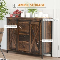 HOMCOM Buffet Cabinet Kitchen Sideboard with Sliding Barn Doors, Brown(m-4)