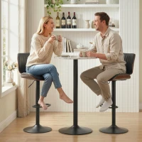 HOMCOM Bar Stools Set of 2, Swivel Counter Height Barstools with Back, Adjustable Height, Black(m-10)