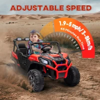 Qaba 2 Seater 24V Electric Car for Kids w/ Remote Control, 3 Speed, LED Lights, Music, Horn, Spring Suspension, Red(m-7)