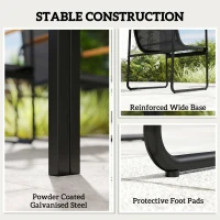 Outsunny 7 Pieces Outdoor Dining Set for 6, Glass Patio Table and Chairs with Decorative Armrests, All Weather Mesh, Black(m-9)