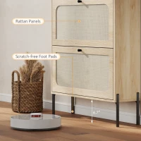 HOMCOM Shoe Cabinet with 2 Flip Drawers, Boho Narrow Shoe Storage Cabinet, Oak(m-8)