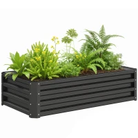 Outsunny Galvanized Raised Garden Bed, 4' x 2' x 1' Metal Planter Box, for Growing Vegetables, Flowers, Herbs, Succulents, Gray(m-1)