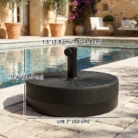 Outsunny Fillable Umbrella Base, 20 inch Water Sand Filled Umbrella Stand, Fit 1.5"/1.9" Umbrella Pole(m-3)