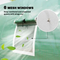 Outsunny 10'x11'x6' Walk-in Tunnel Greenhouse with Shelves, Mesh Door and Windows, Hoop House Greenhouse with PE Cover, Green(m-8)