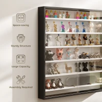 HOMCOM 7-Tier Display Cabinet, Shot Glass Display Case, Glass Curio Cabinet with Glass Doors, Black and White(m-6)