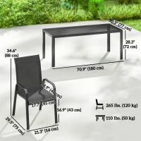 Outsunny 9 Pieces Patio Set with Stackable Chairs, Patio Dining Set with Glass Top for Garden, Patio, Backyard, Black(m-3)