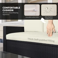 Outsunny Outdoor Furniture with Table, Wicker Furniture with Loveseat and 2 Chair for Garden, Poolside, Cream(m-6)