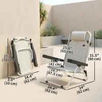 Outsunny Folding Beach Chair Set of 2, Reclining Backpack Beach Camping Chairs with 4-Position Adjustable Backrest(m-3)